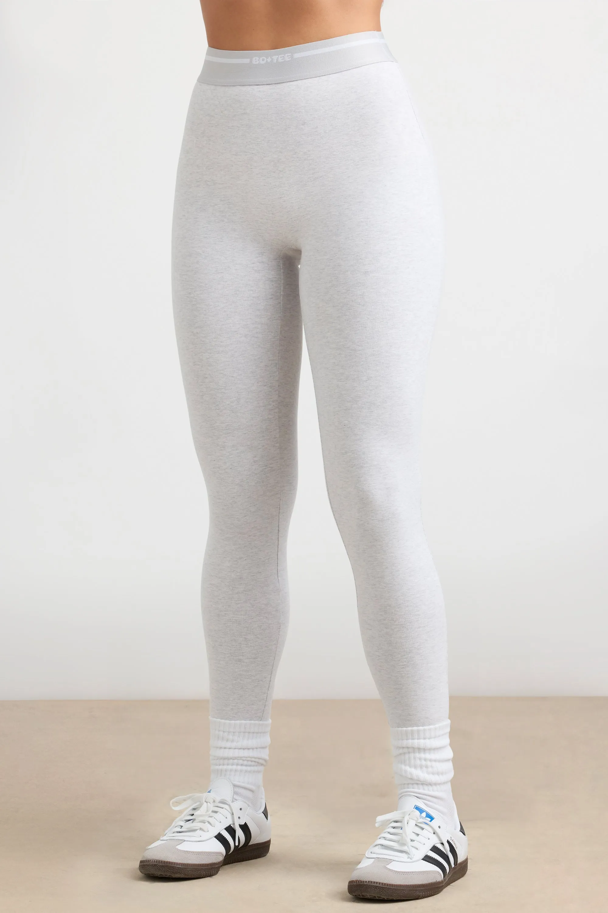 Necessity - Petite High-Waist Leggings in Grey Marl