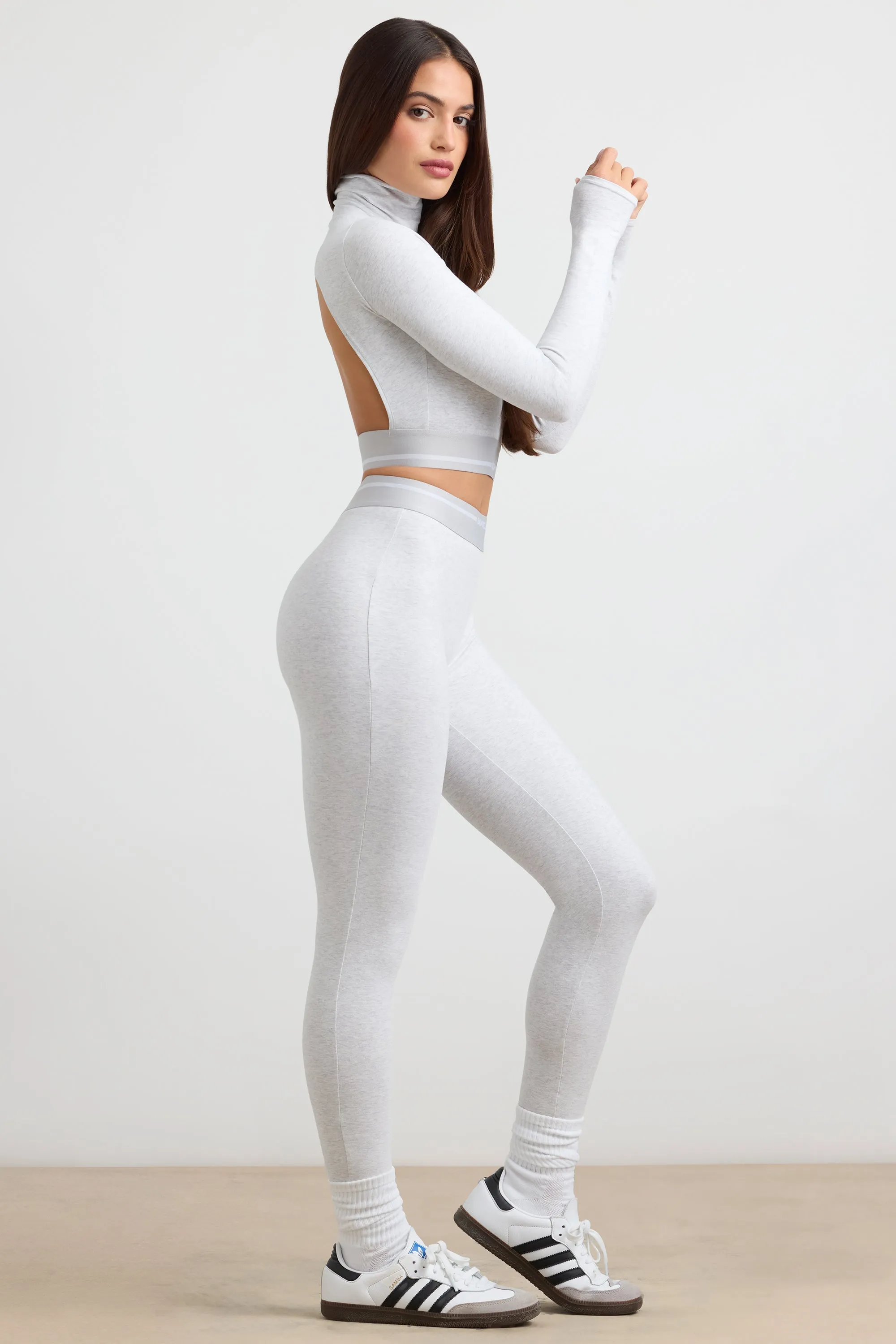 Necessity - Petite High-Waist Leggings in Grey Marl