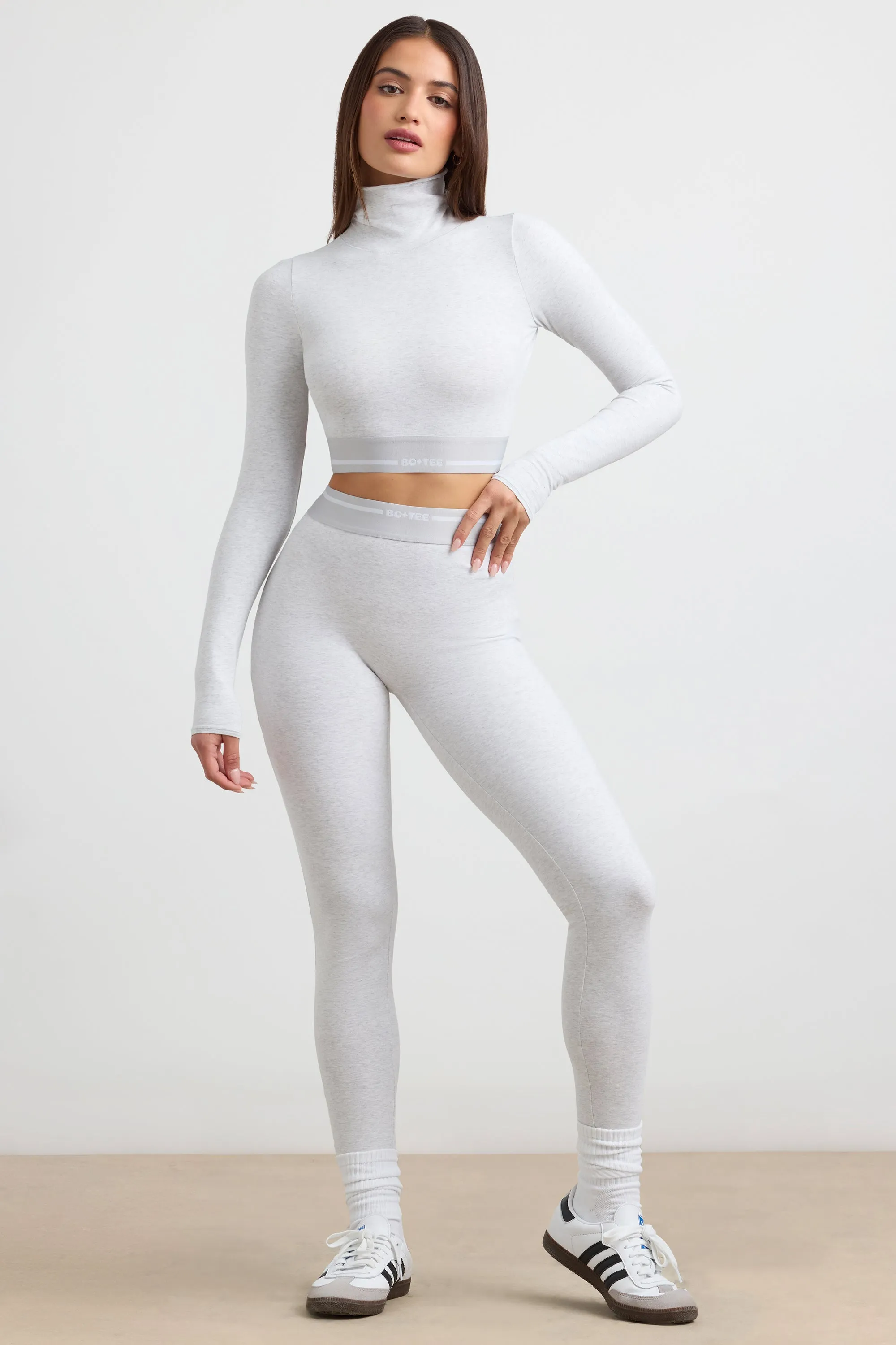 Necessity - Petite High-Waist Leggings in Grey Marl