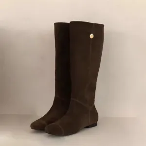 NEW & INSTOCK - Korean Leather Cowhide Suede Boots Knee-High Boots in Light and Dark Brown