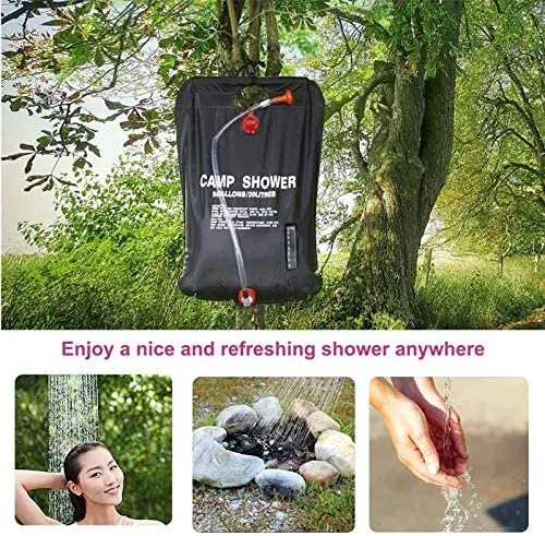 New Camping Shower Bag, 5Gallons/20L Portable Shower Bag with Removable Hose and On-Off Switchable Shower Head for Camping Outdoor Travelling