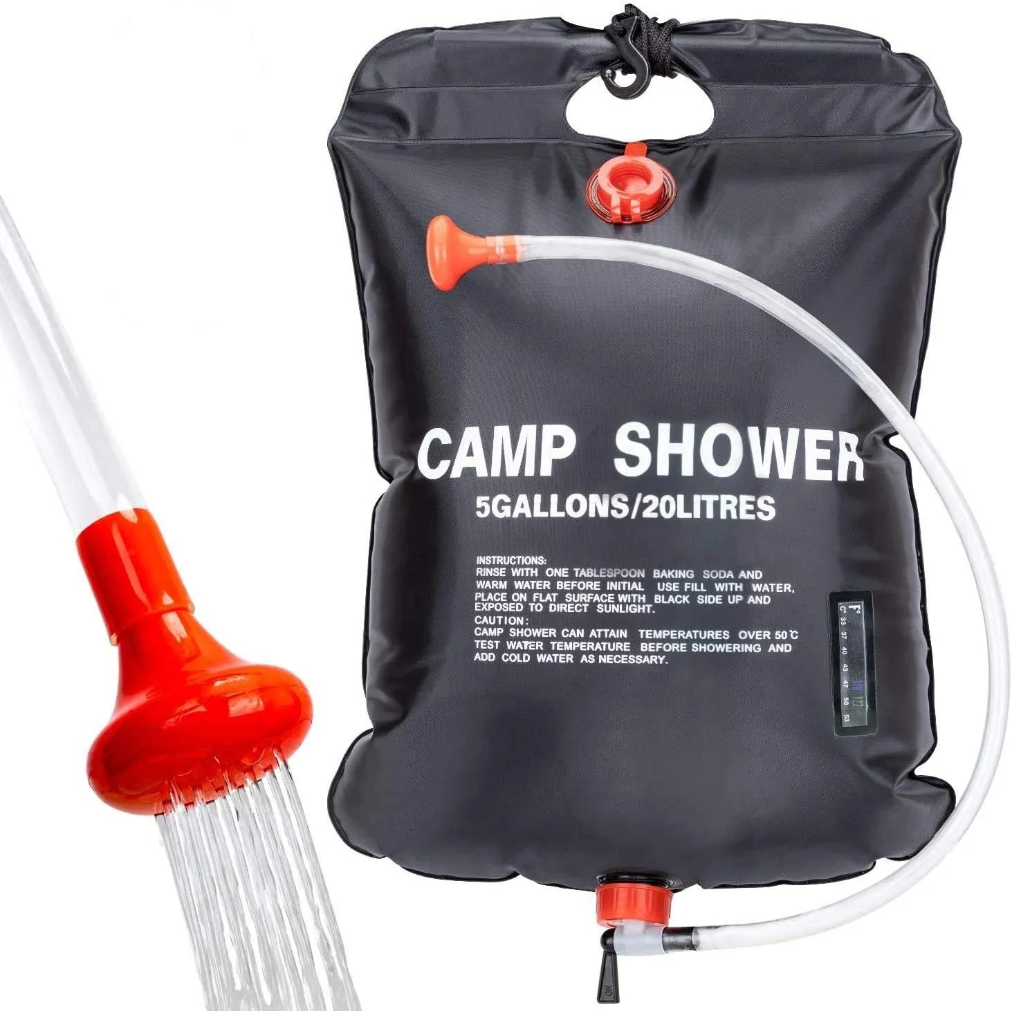 New Camping Shower Bag, 5Gallons/20L Portable Shower Bag with Removable Hose and On-Off Switchable Shower Head for Camping Outdoor Travelling