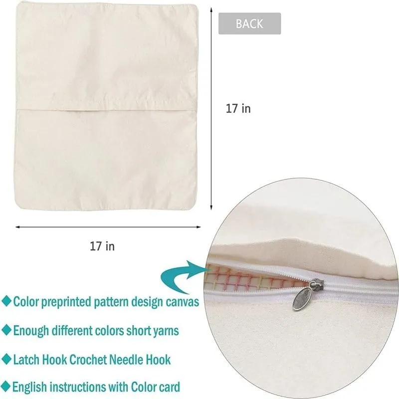 NEW Magic Mushroom Latch Hook Pillow Making Kits Cover for DIY Cushion Cross Stitch Latch Hook Pillowcase Rug Kits with Preprinted Canvas Crochet Yarn Kits Needlework Crafts 17'' X 17''(ma101)