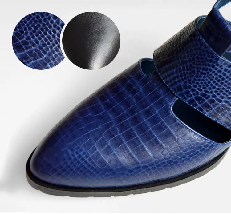 New mens high quality genuine leather sandals pointed toe buckle summer dress shoes men business leisure casual shoes man sandal