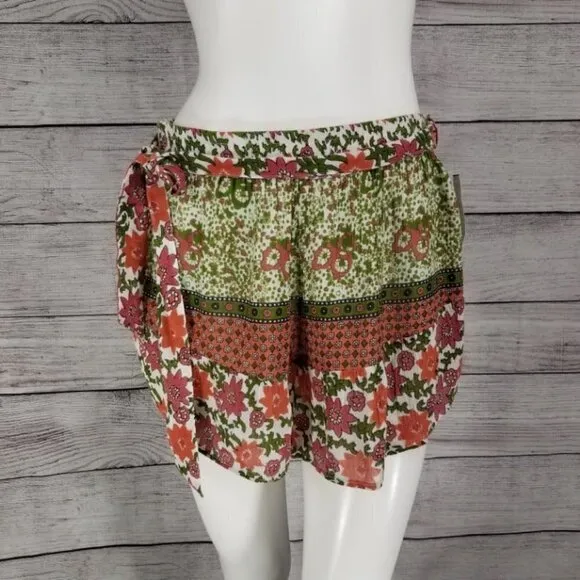 NEW Raga L Enchanted Forest High waist Boho Shorts Belted Lightweight