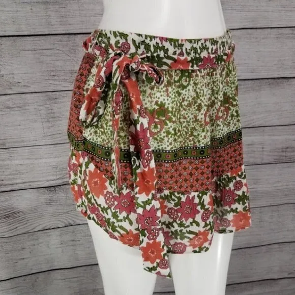 NEW Raga L Enchanted Forest High waist Boho Shorts Belted Lightweight