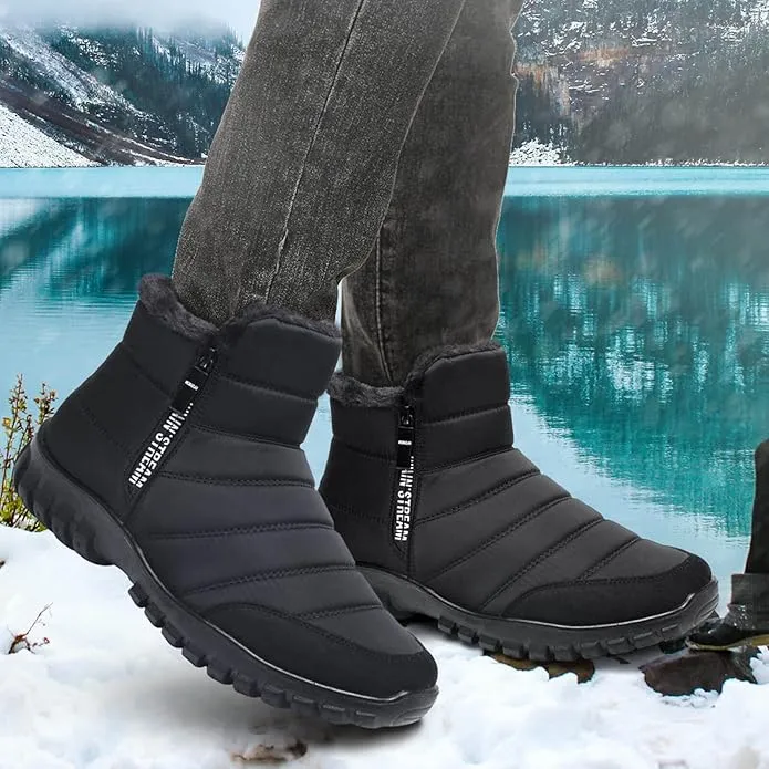 NEW Retails $65 GODARM Sz 11 Winter Boots for Men Zip Warm Plush Ankle Boots Flat Non Slip Wear-Resistant Fashion Leisure Snow Boots Shoes Daily Sz 11, Black