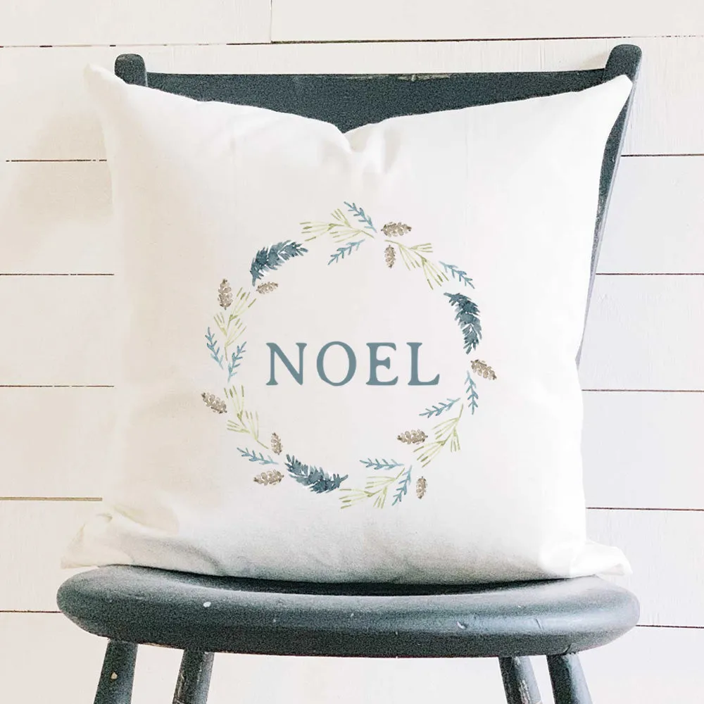 Noel Pine Wreath - Square Canvas Pillow