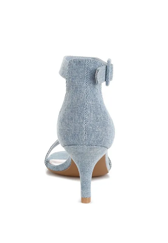 Ozula Denim Kitten Heel Sandals