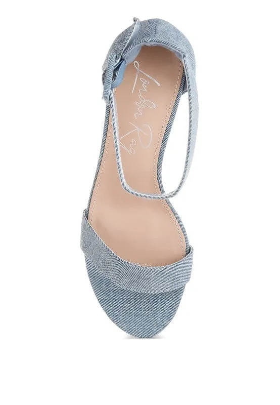 Ozula Denim Kitten Heel Sandals