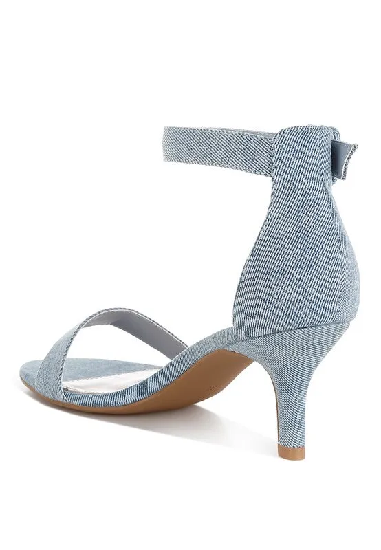 Ozula Denim Kitten Heel Sandals