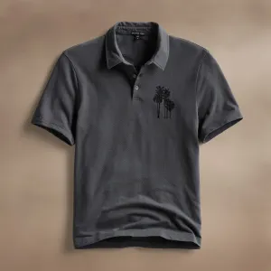 Palm Tree Embroidered Polo - Magma/Black