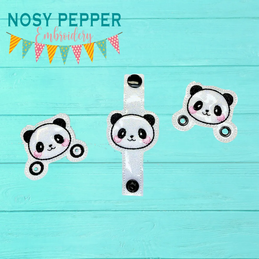 Panda Shoe Charm machine embroidery design (3 versions included) DIGITAL DOWNLOAD