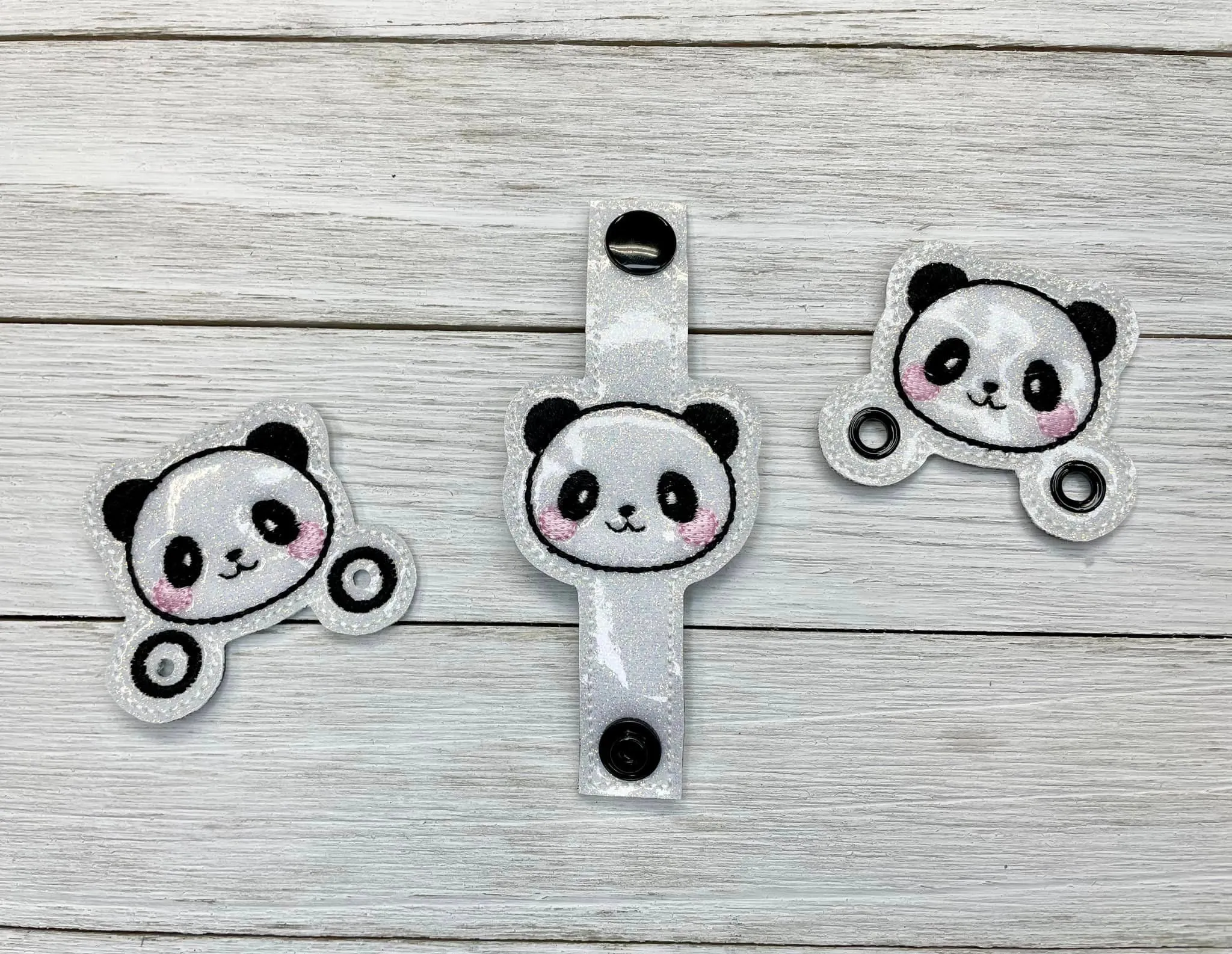 Panda Shoe Charm machine embroidery design (3 versions included) DIGITAL DOWNLOAD