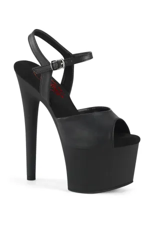 PASSION-709 Black Faux Leather Sandal