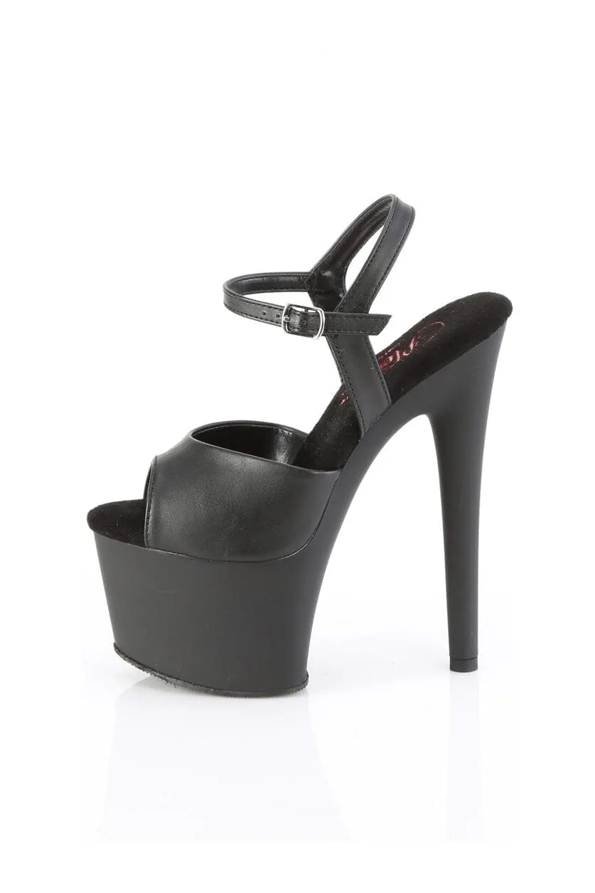 PASSION-709 Black Faux Leather Sandal