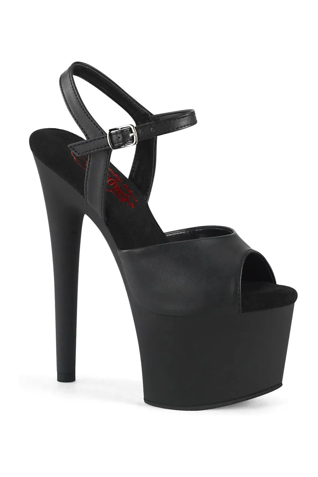 PASSION-709 Black Faux Leather Sandal