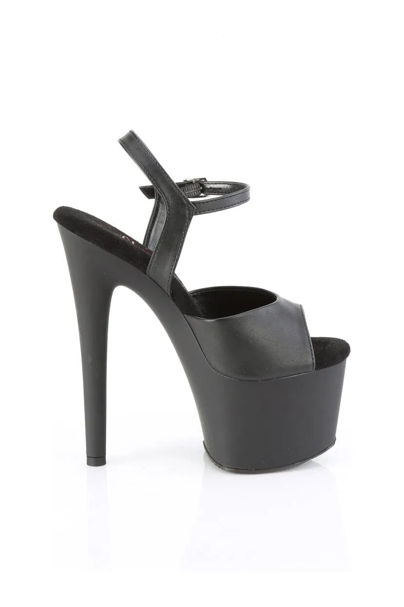 PASSION-709 Black Faux Leather Sandal