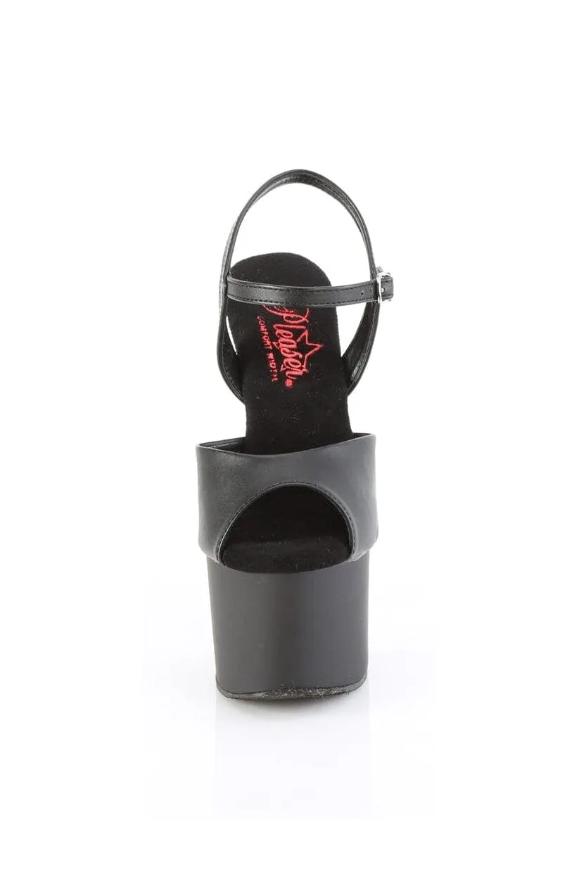 PASSION-709 Black Faux Leather Sandal