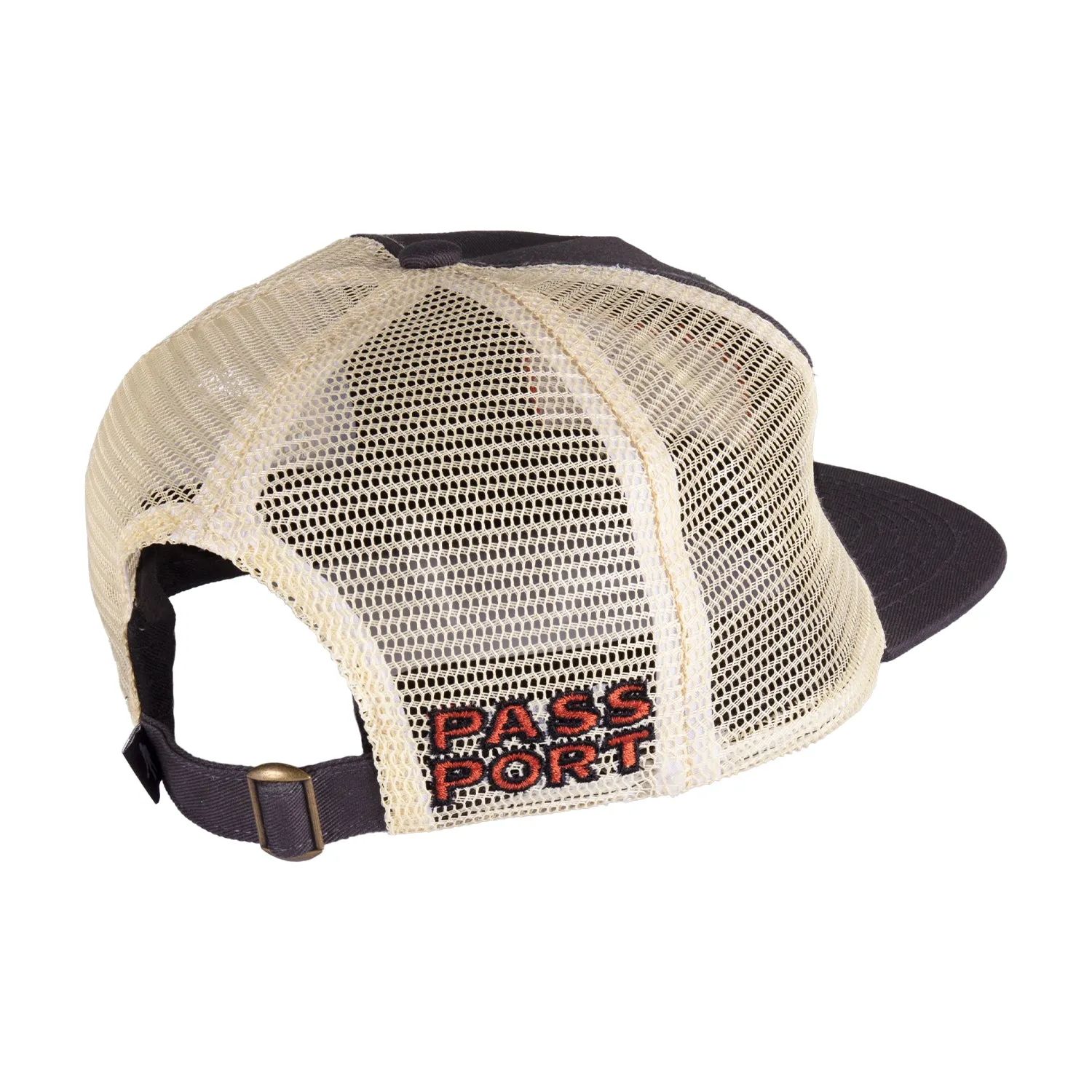 Pass~Port Brush Fire Workers Trucker Cap - Tar/Off White