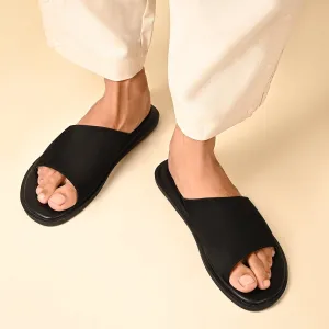 Pefki Black Suede Slippers For Men