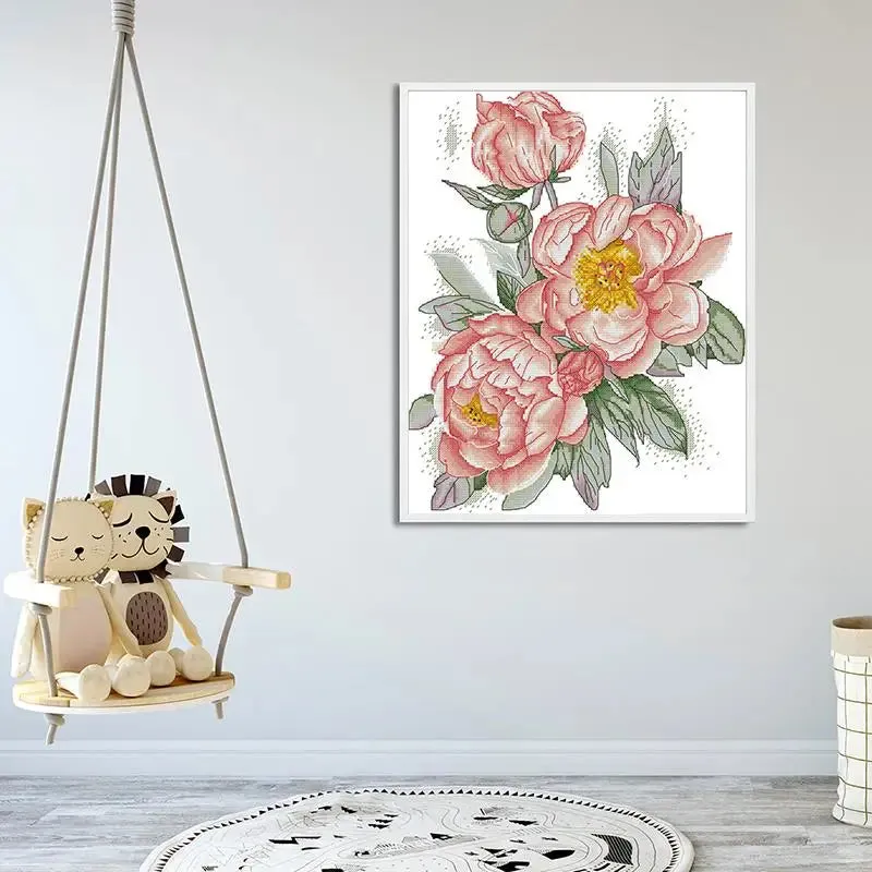 Peony Flower Pattern Cross Stitch Kit