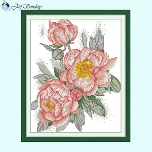 Peony Flower Pattern Cross Stitch Kit