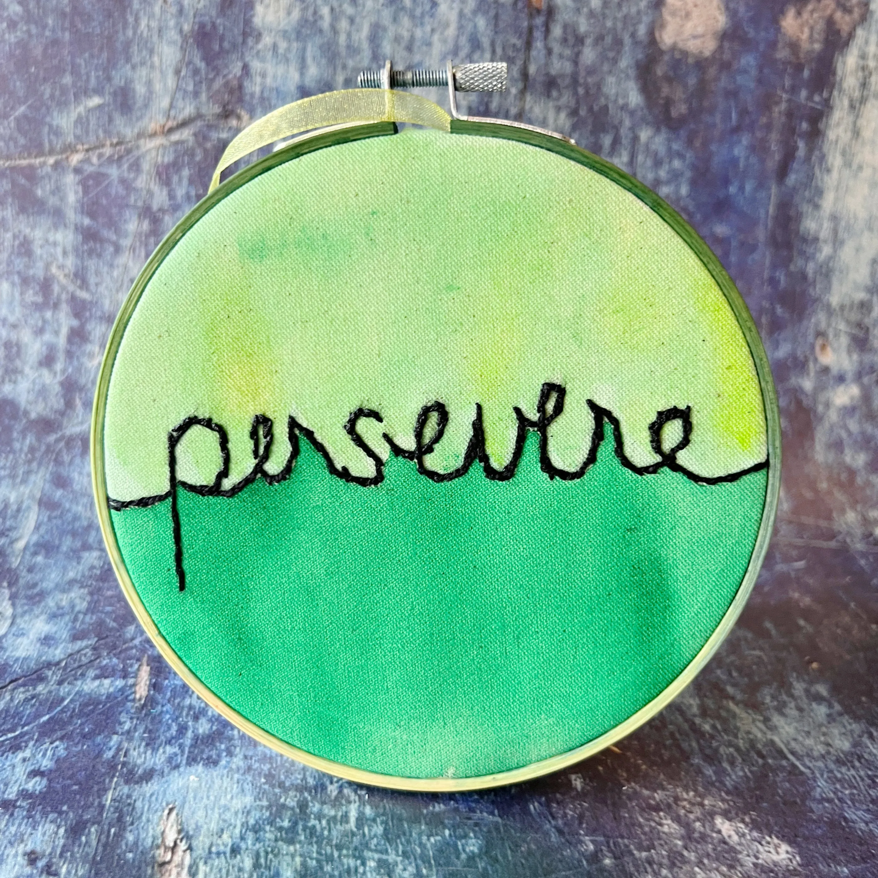 persevere - single word hoop art