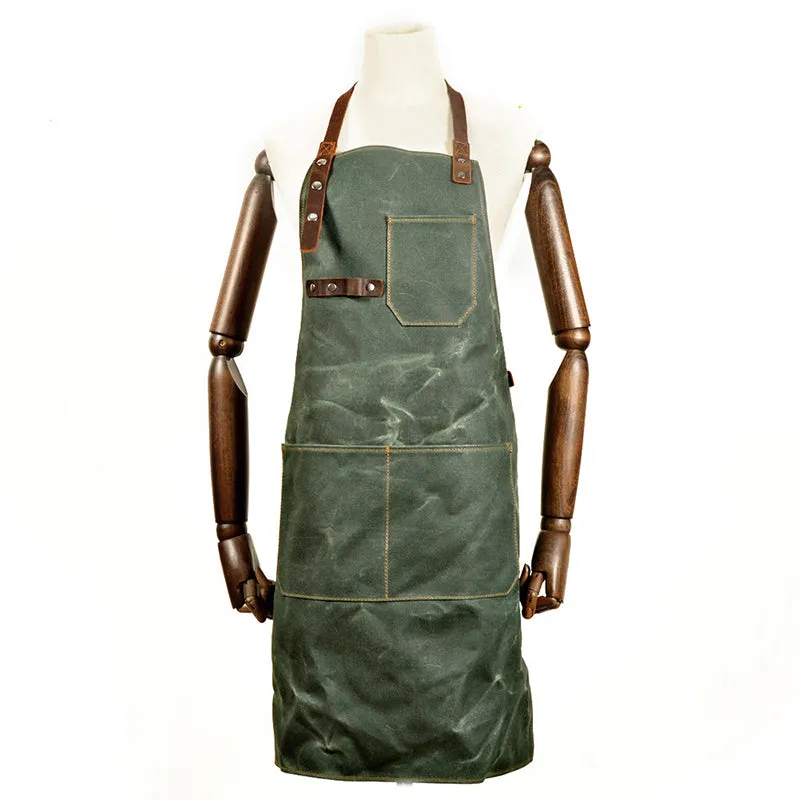 Personalized Canvas Apron Canvas With Leather Apron Work Apron Shop Apron Server Apron Custom Logo Apron MC6156