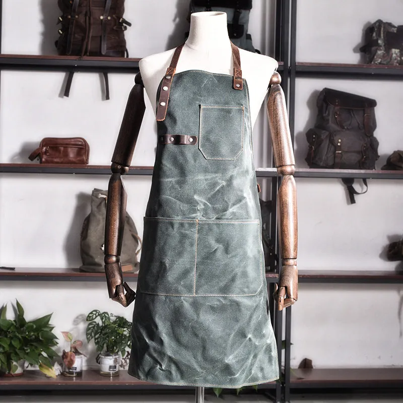Personalized Canvas Apron Canvas With Leather Apron Work Apron Shop Apron Server Apron Custom Logo Apron MC6156