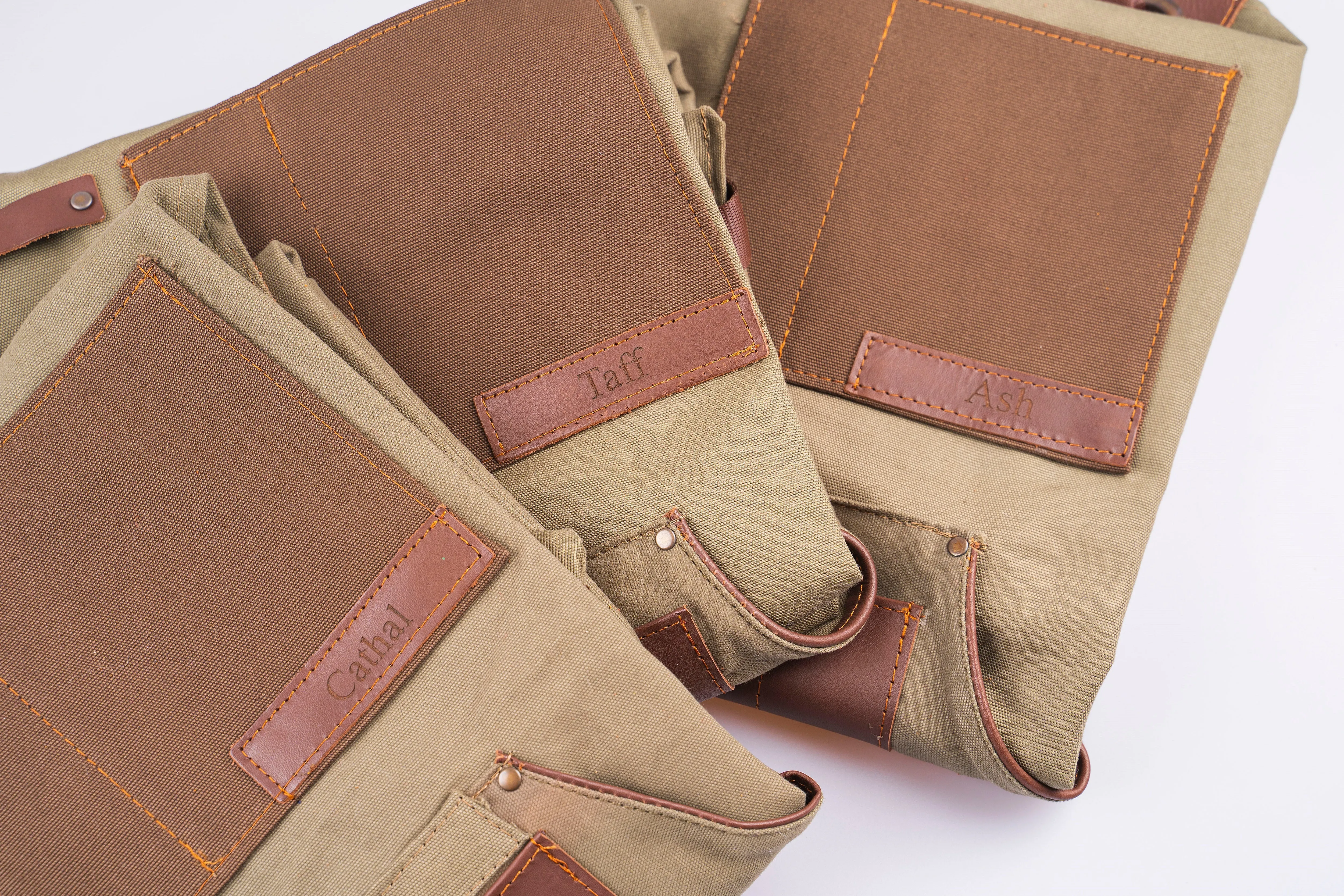 Personalized Handmade Canvas Apron with Adjustable Leather Strap