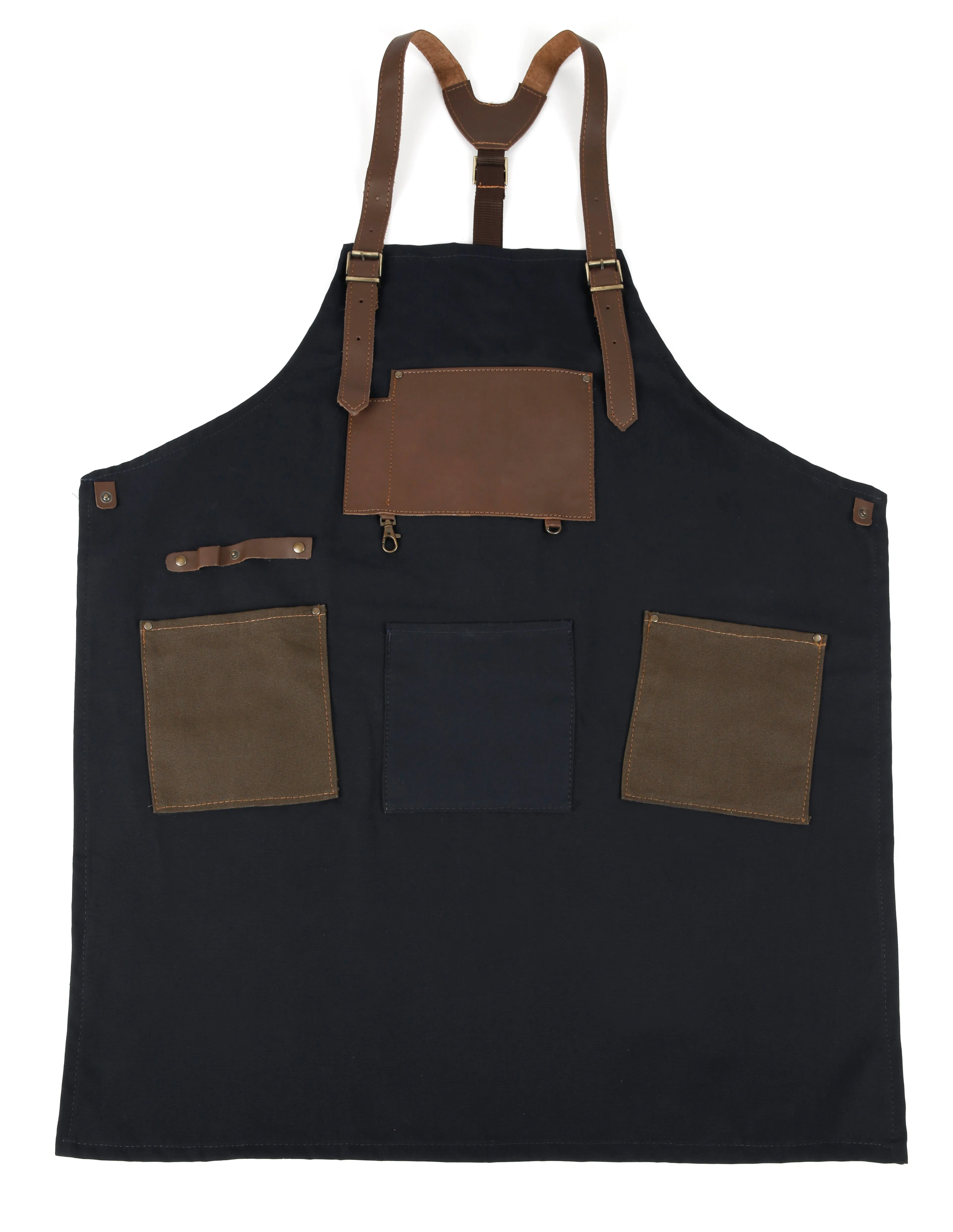 Personalized Handmade Canvas Apron with Adjustable Leather Strap