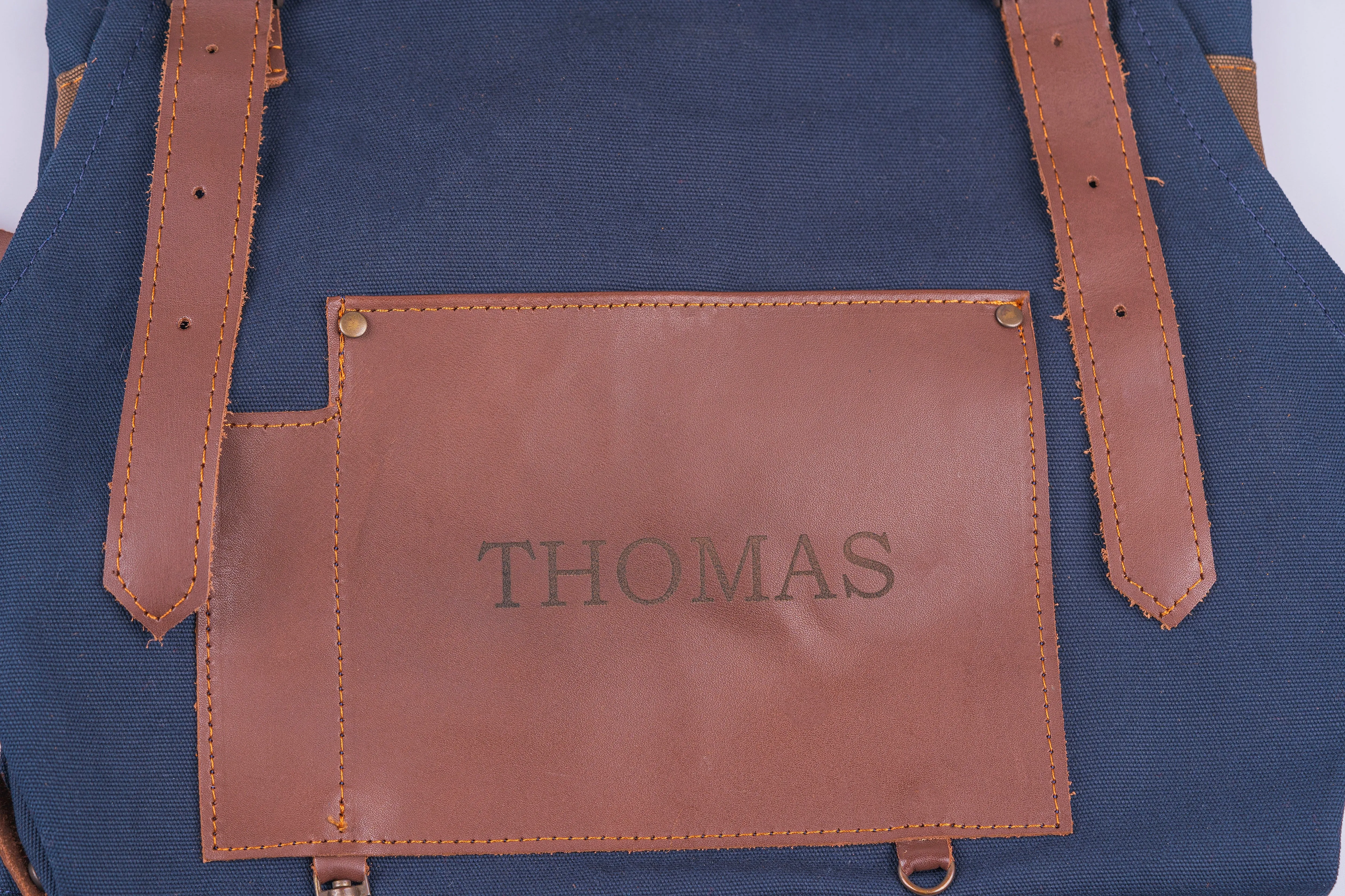 Personalized Handmade Canvas Apron with Adjustable Leather Strap