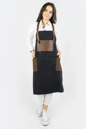 Personalized Handmade Canvas Apron with Adjustable Leather Strap