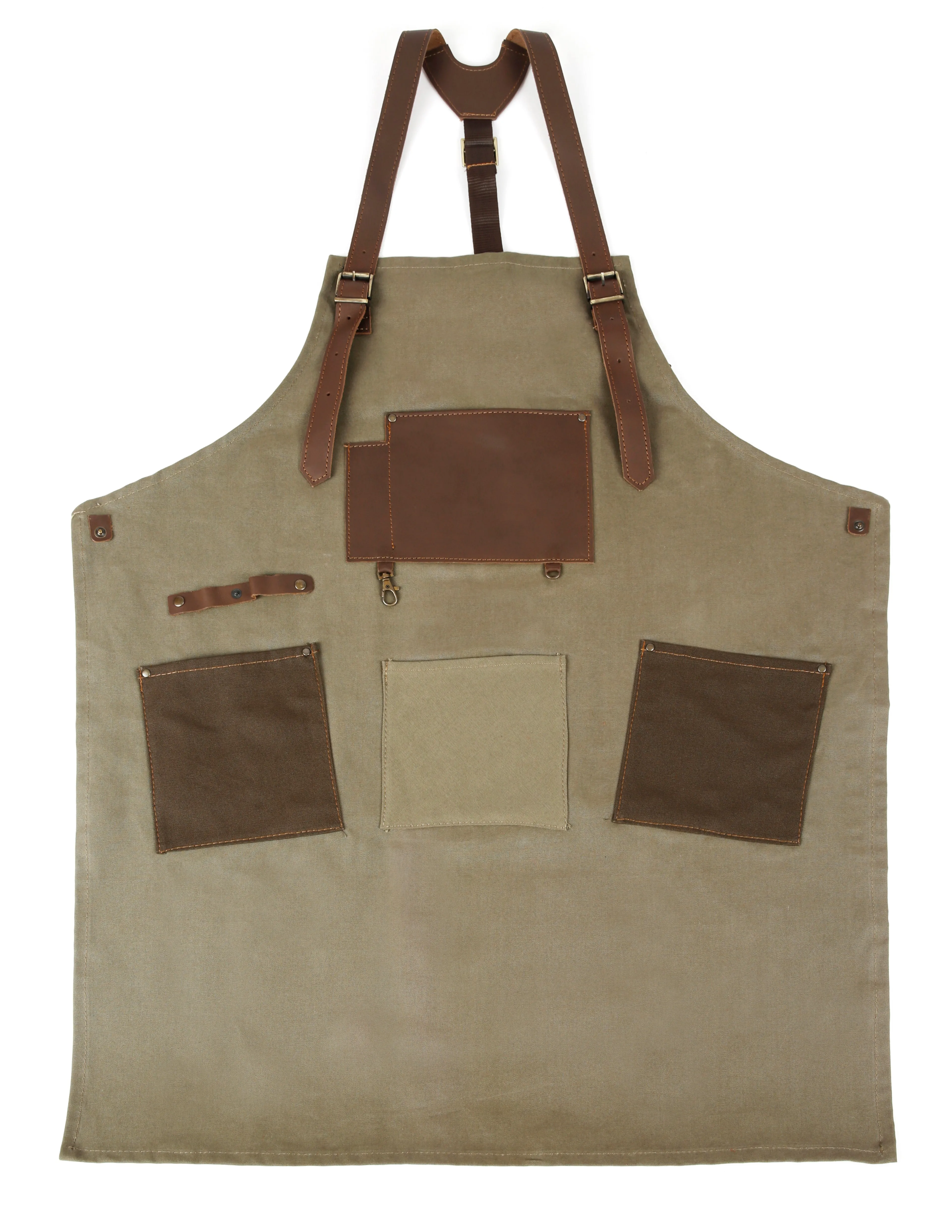 Personalized Handmade Canvas Apron with Adjustable Leather Strap