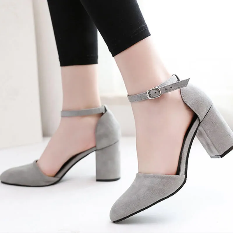Petite Feet Chunky Mid Heel Ankle Strap Sandals AS20