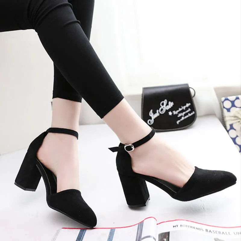 Petite Feet Chunky Mid Heel Ankle Strap Sandals AS20