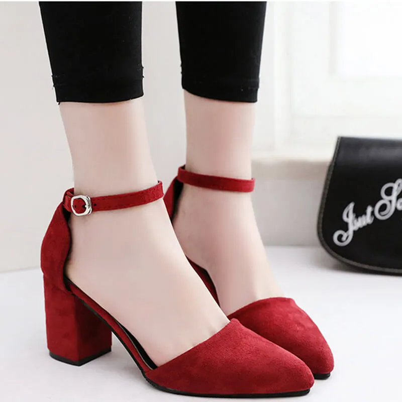 Petite Feet Chunky Mid Heel Ankle Strap Sandals AS20