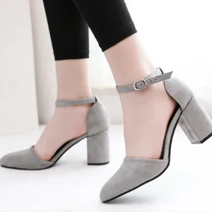 Petite Feet Chunky Mid Heel Ankle Strap Sandals AS20
