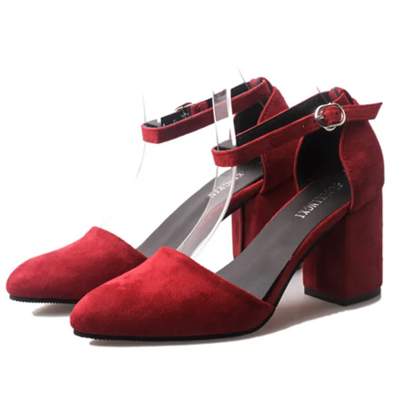 Petite Feet Chunky Mid Heel Ankle Strap Sandals AS20