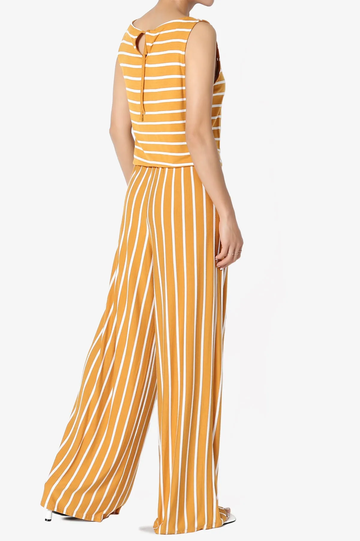 Petra Stripe Sleeveless Wide Leg Jumpsuit PLUS