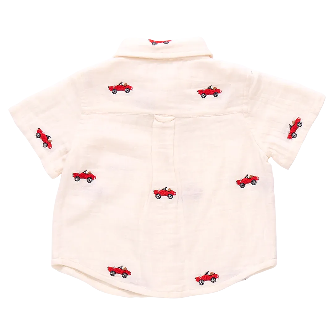 PINK CHICKEN Jack Shirt - Vintage Car Embroidery