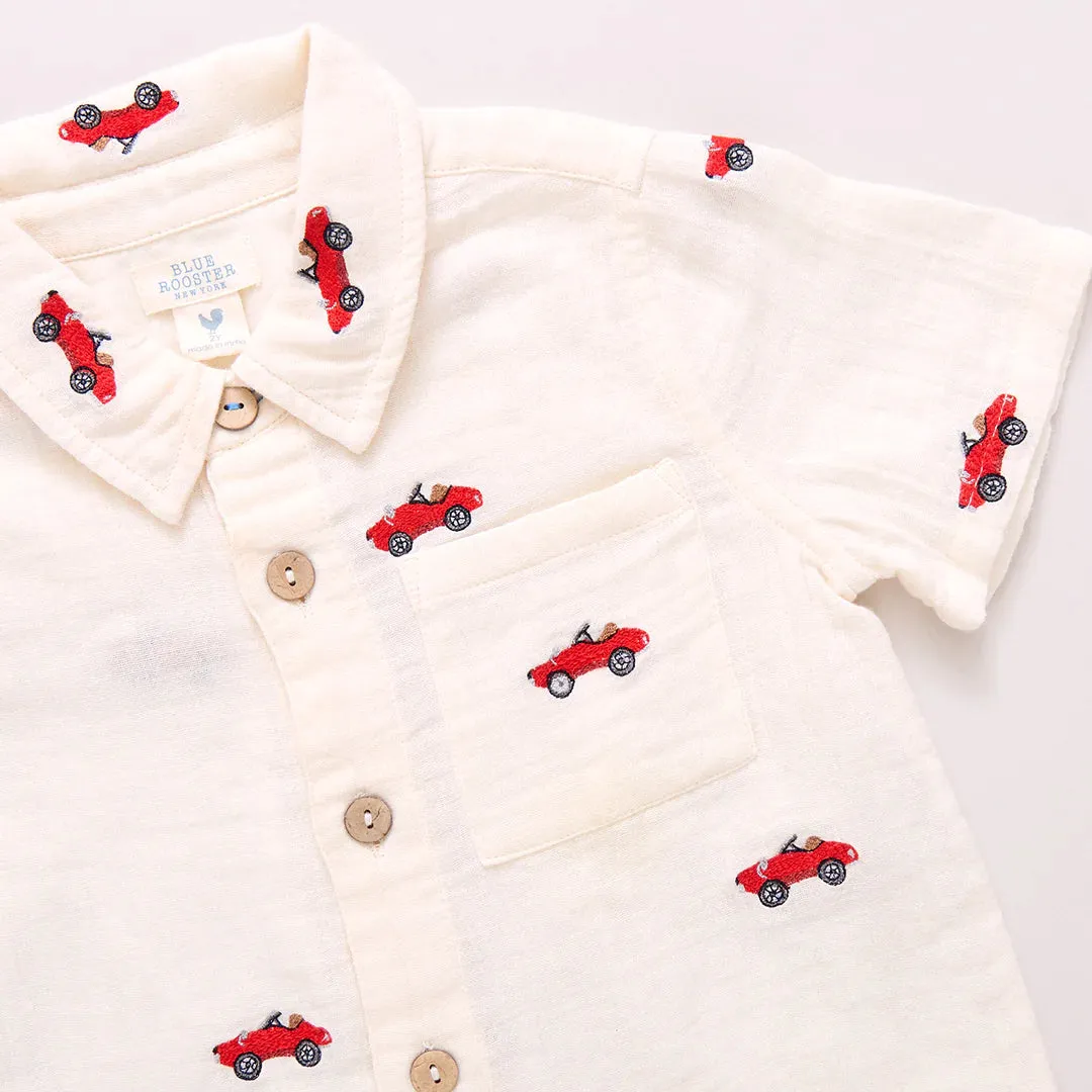 PINK CHICKEN Jack Shirt - Vintage Car Embroidery