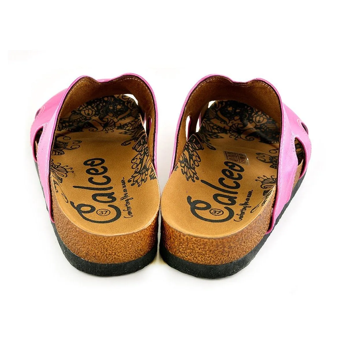 Pink Colored and Rope Dancer Written Black and White Colored Play Dancing Girl Patterned Clogs - WCAL607