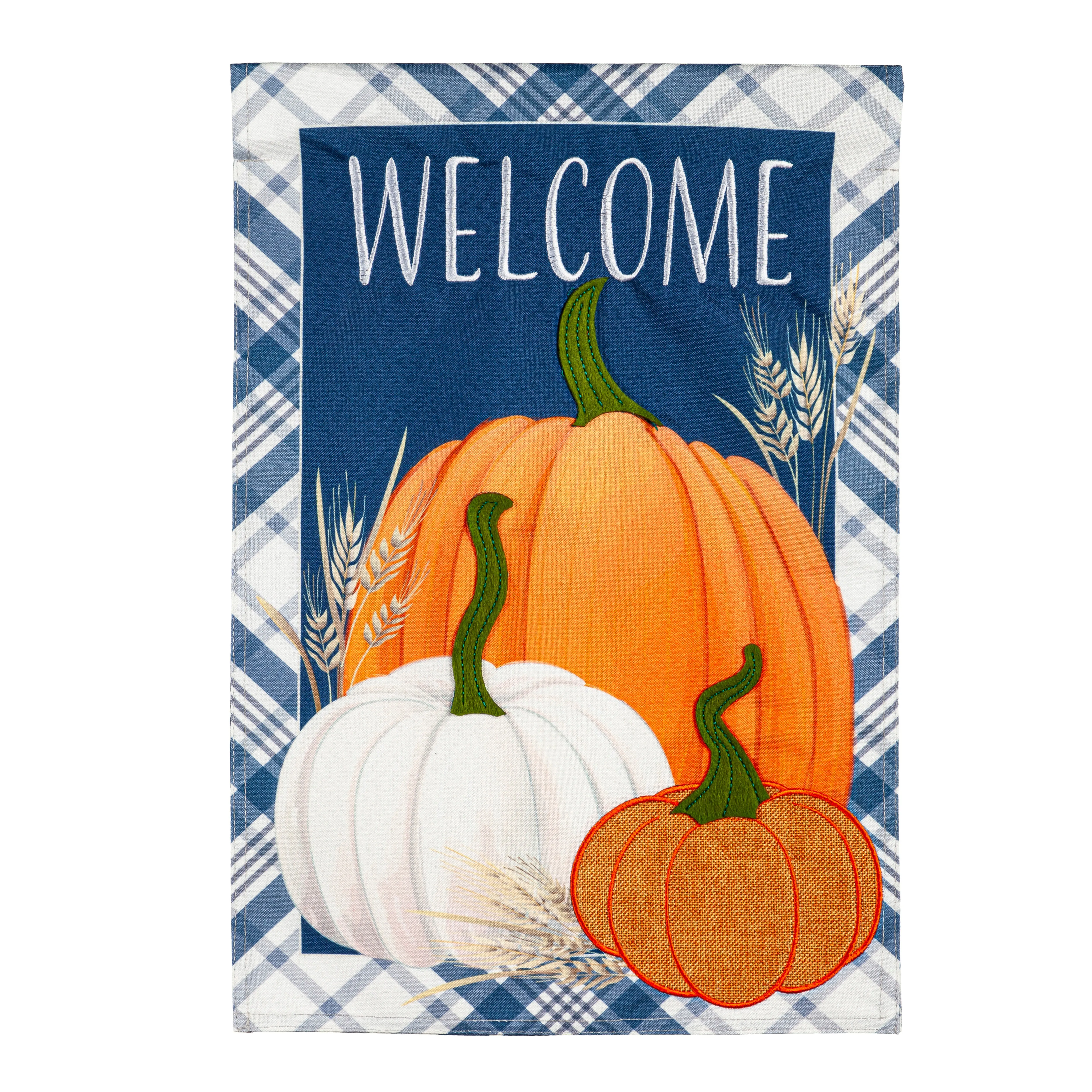 Plaid Pumpkins Garden Linen Flag,14l11073