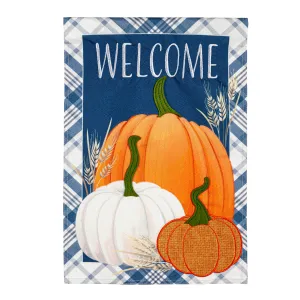 Plaid Pumpkins Garden Linen Flag,14l11073