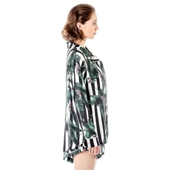PLUSH REVOLVE Sultry Jungle Stripe Pajama Set Size XS Tropical Summer PJs
