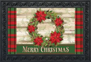 Poinsettia Wreath Doormat