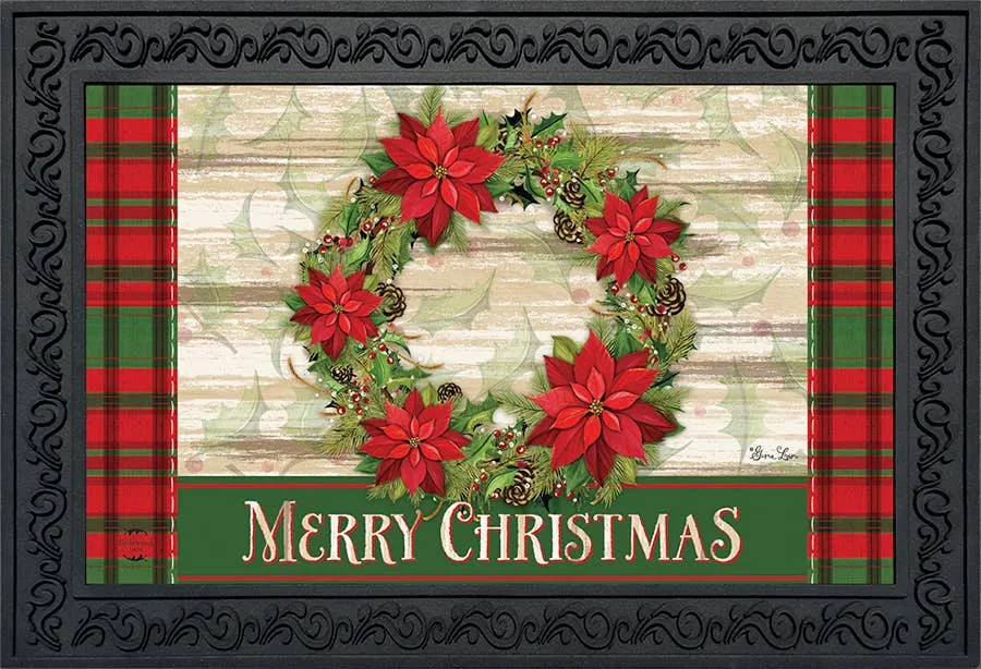 Poinsettia Wreath Doormat