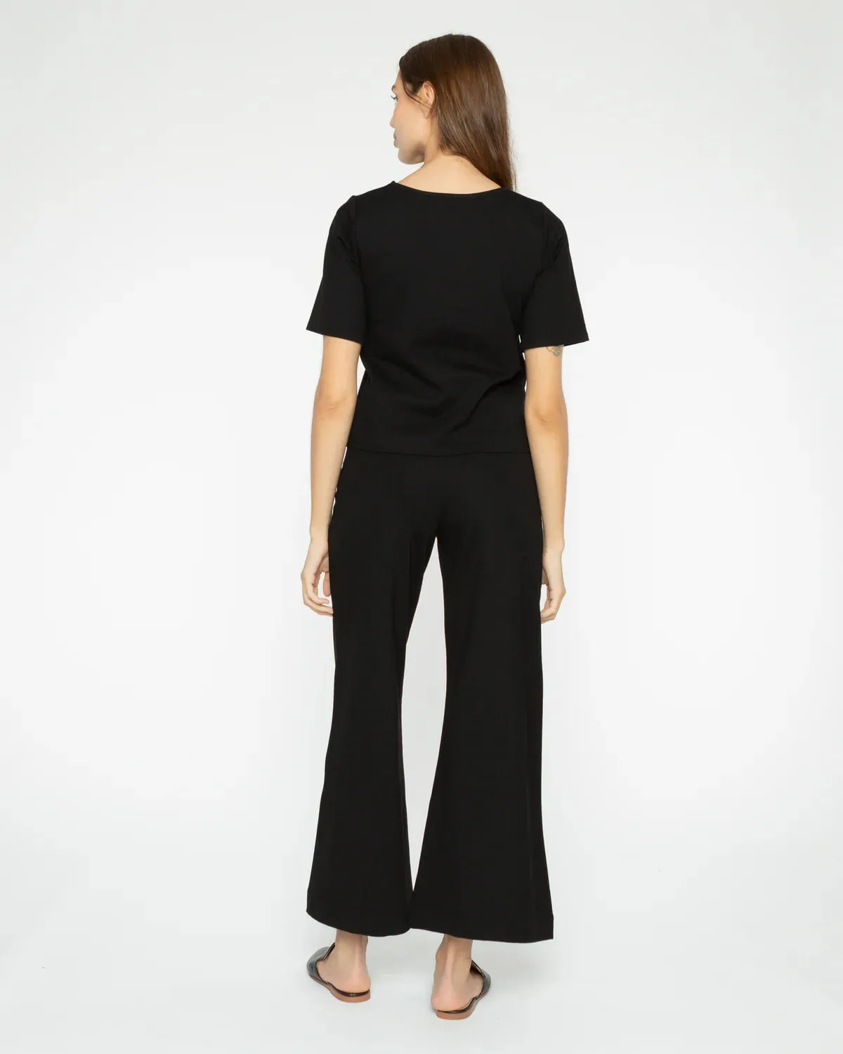 PONTE KNIT WIDE LEG PANT - CROPPED